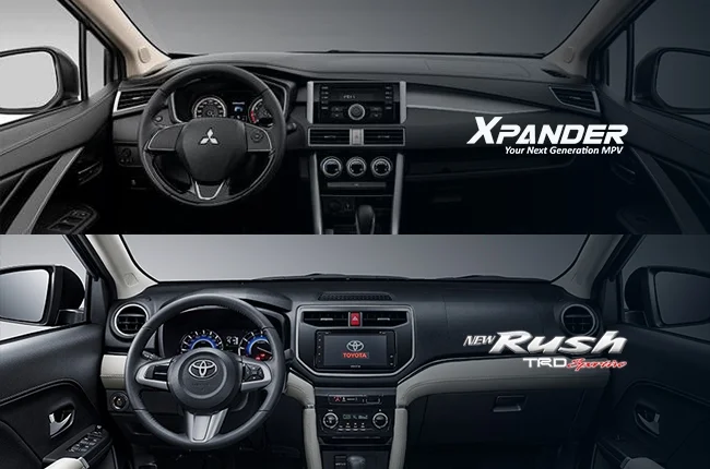 So sánh kích thước tổng thể và không gian nội thất Mitsubishi Xpander và Toyota Rush 2026.