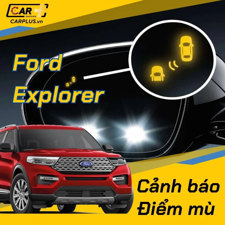 Hình ảnh đèn cảnh báo điểm mù trên gương chiếu hậu của Ford Explorer 2019.
