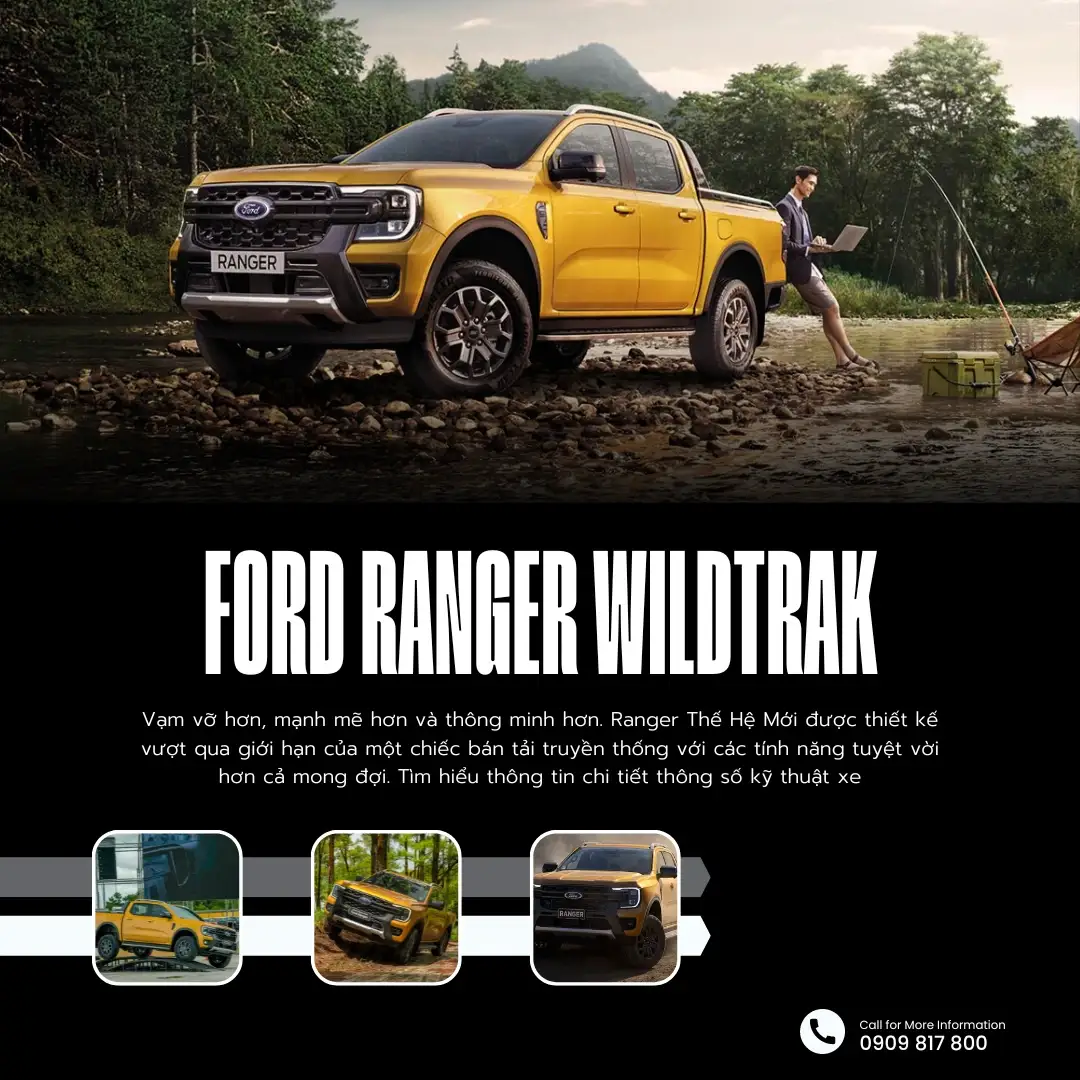Xe bán tải Ford Ranger Wildtrak màu cam đang đậu trên đường phố Việt Nam.
