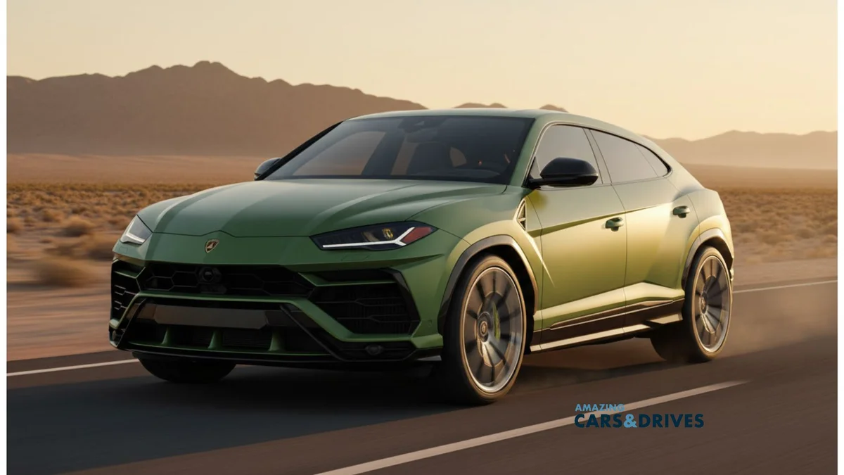 Tổng quan Lamborghini Urus 2026 màu vàng nổi bật, dáng vẻ thể thao hầm hố.