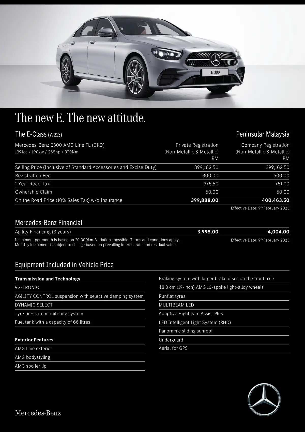 Mercedes E300 AMG Line 2026, thiết kế ngoại thất, mâm xe AMG